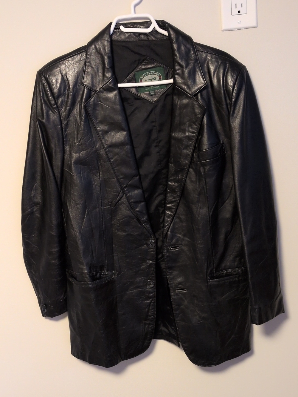 Classic Black Leather Blazer Jacket - Women's